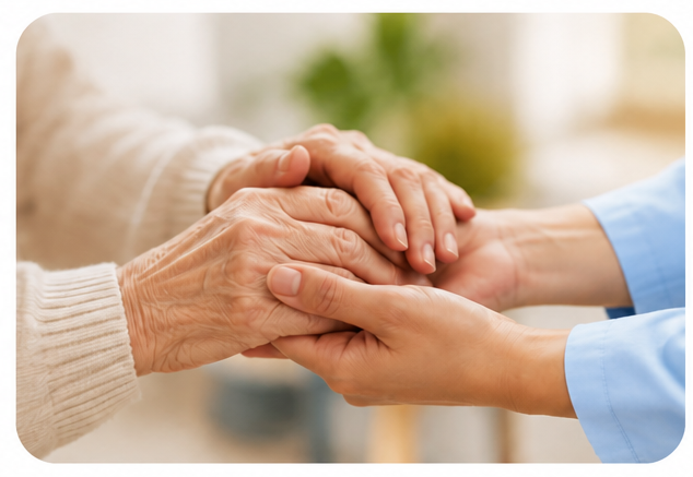 Caring hands offering compassionate support